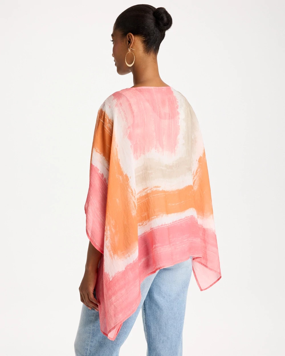 Chico's | Printed Poncho/ Coral