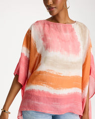Chico's | Printed Poncho/ Coral