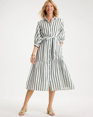Chico's | Striped Cotton-Gauze Shirtdress/ Alabaster