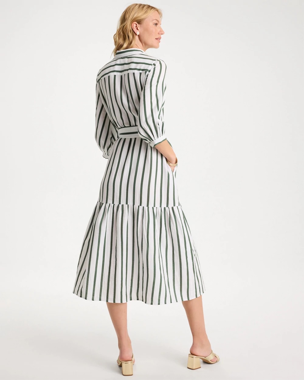 Chico's | Striped Cotton-Gauze Shirtdress/ Alabaster