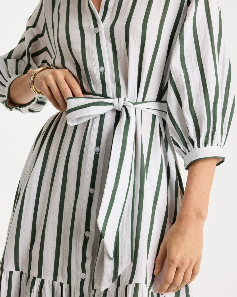 Chico's | Striped Cotton-Gauze Shirtdress/ Alabaster