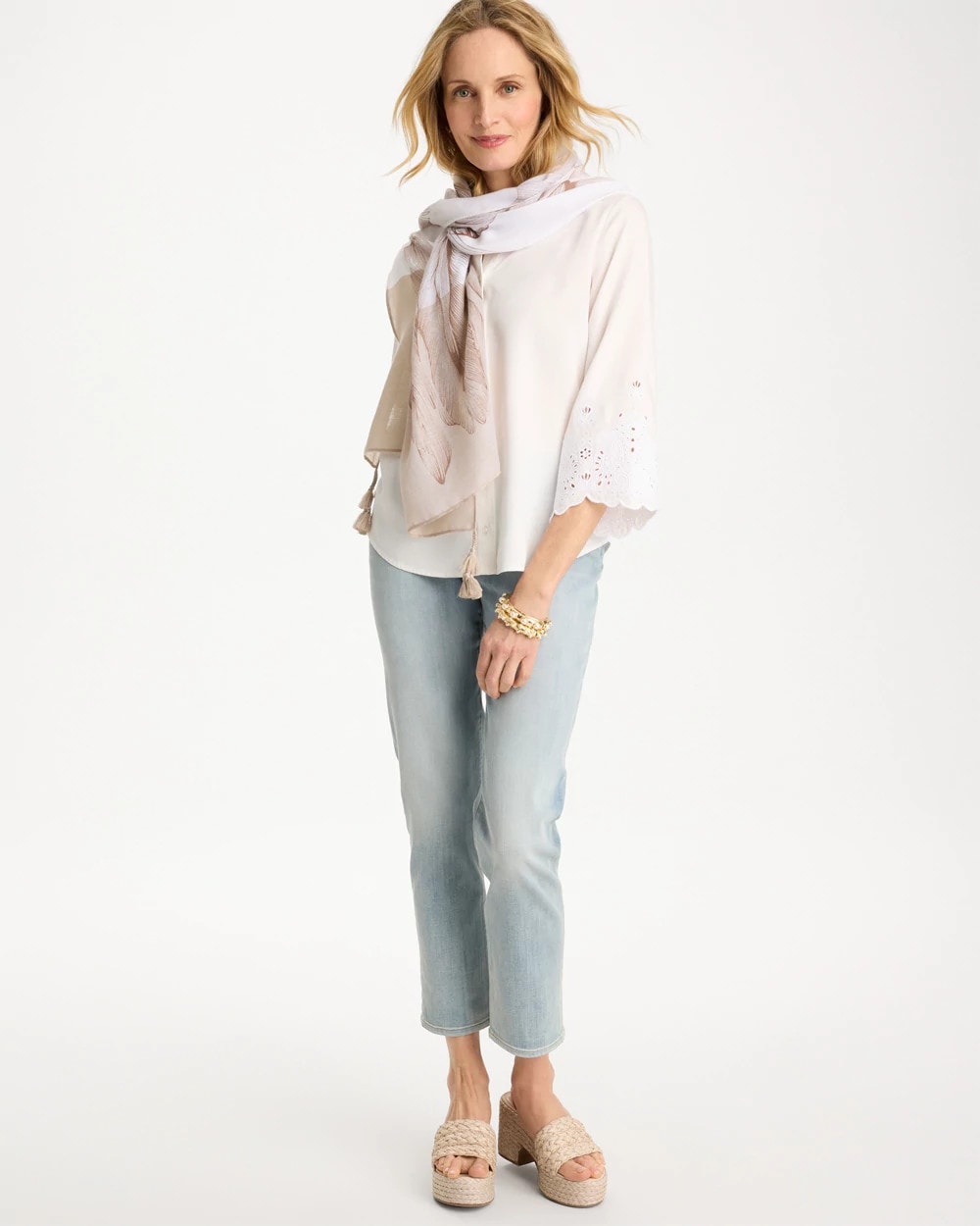 Chico's | Tencel™ Denim Eyelet Shirt/ Alabaster