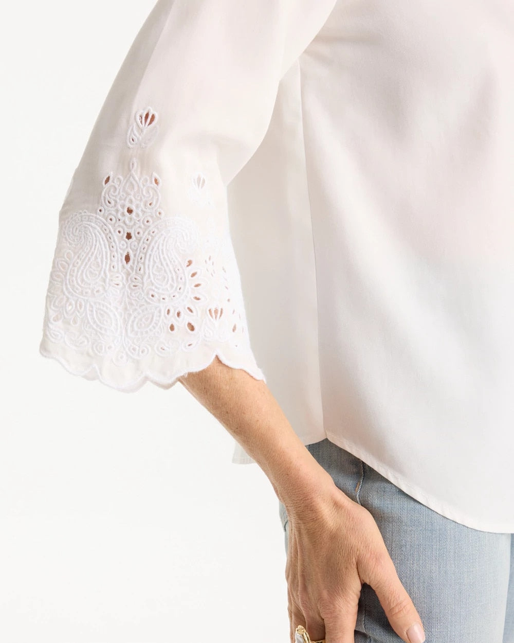 Chico's | Tencel™ Denim Eyelet Shirt/ Alabaster