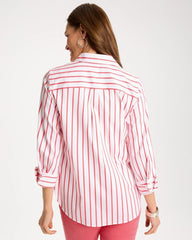 Chico's | No Iron™ Stretch Striped Shirt/ Calypso Coral