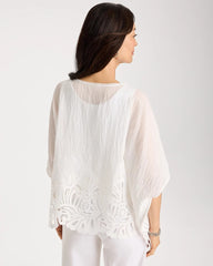 Chico's | Crochet Lace Hem Poncho/ Alabaster