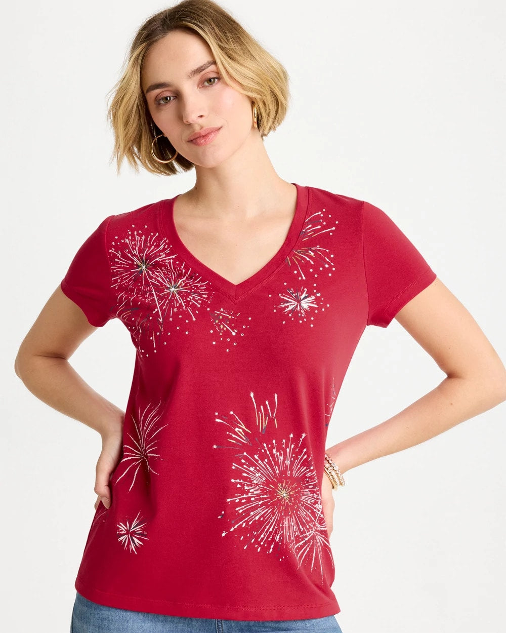 Chico's | Fireworks Tee/ Cherry Lush