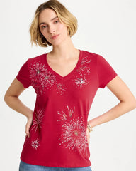 Chico's | Fireworks Tee/ Cherry Lush