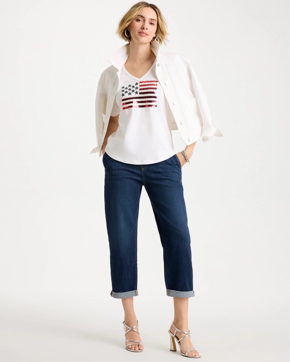 Chico's | Americana Tee/ Alabaster