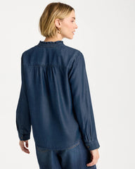 Chico's | Tencel Denim Ruffled Popover Shirt/ Solana Indigo