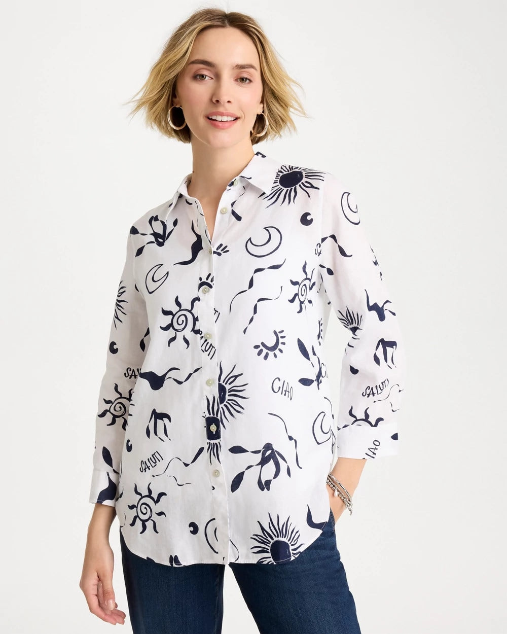 Chico's | No Iron™ Linen Beach Shirt/ Passport Blue