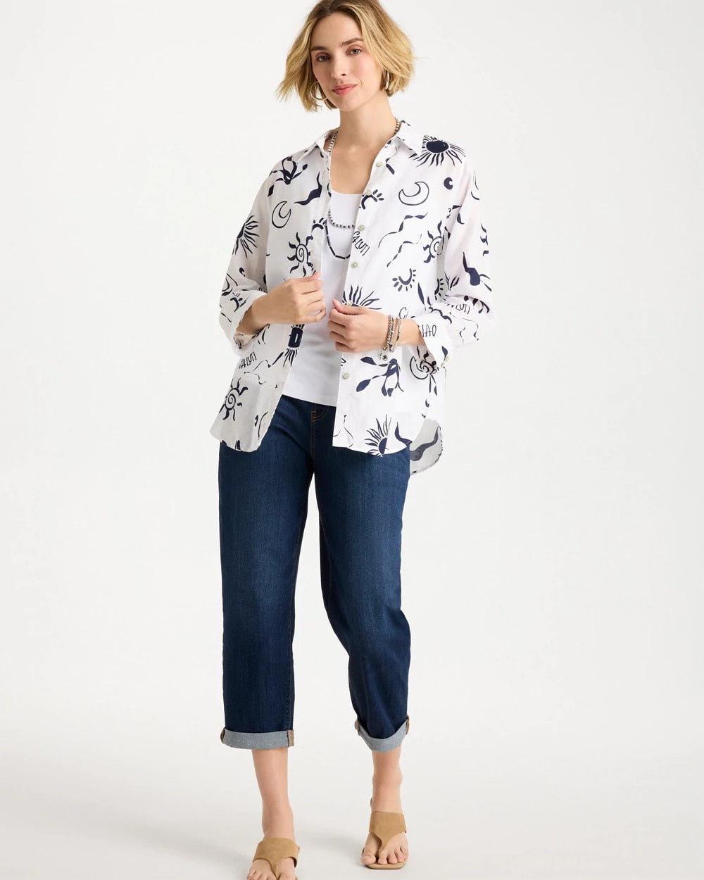 Chico's | No Iron™ Linen Beach Shirt/ Passport Blue