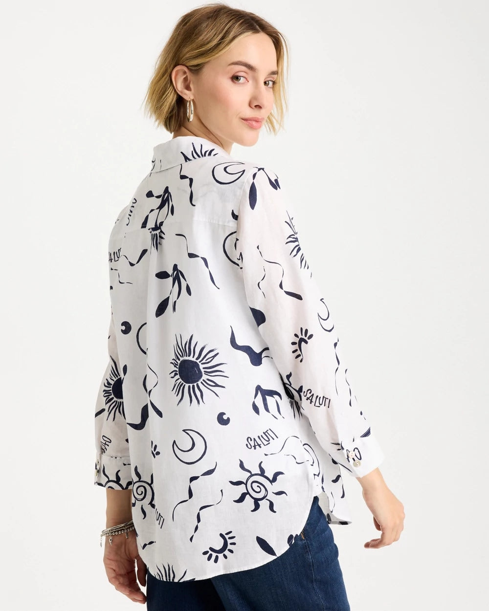 Chico's | No Iron™ Linen Beach Shirt/ Passport Blue