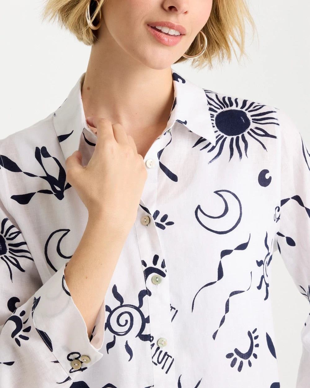 Chico's | No Iron™ Linen Beach Shirt/ Passport Blue