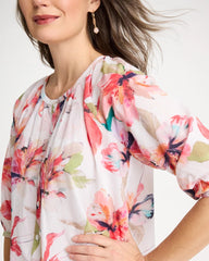 Chico's | Cotton Voile Croix Collage Blouse/ Calypso Coral