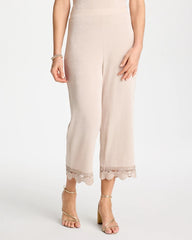Chico's | Travelers™ Lace Trim Cropped Pants/ Smokey Taupe