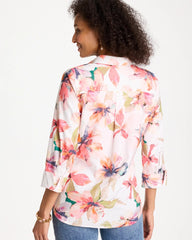 Chico's | No Iron™ Stretch Croix Collage Shirt/ Calypso Coral