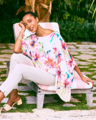 Chico's | Croix Collage Classic Poncho/ Calypso Coral