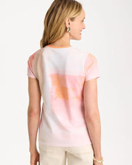 Chico's | Cotton Stretch Watercolor Cap Sleeve Tee/ Calypso Coral