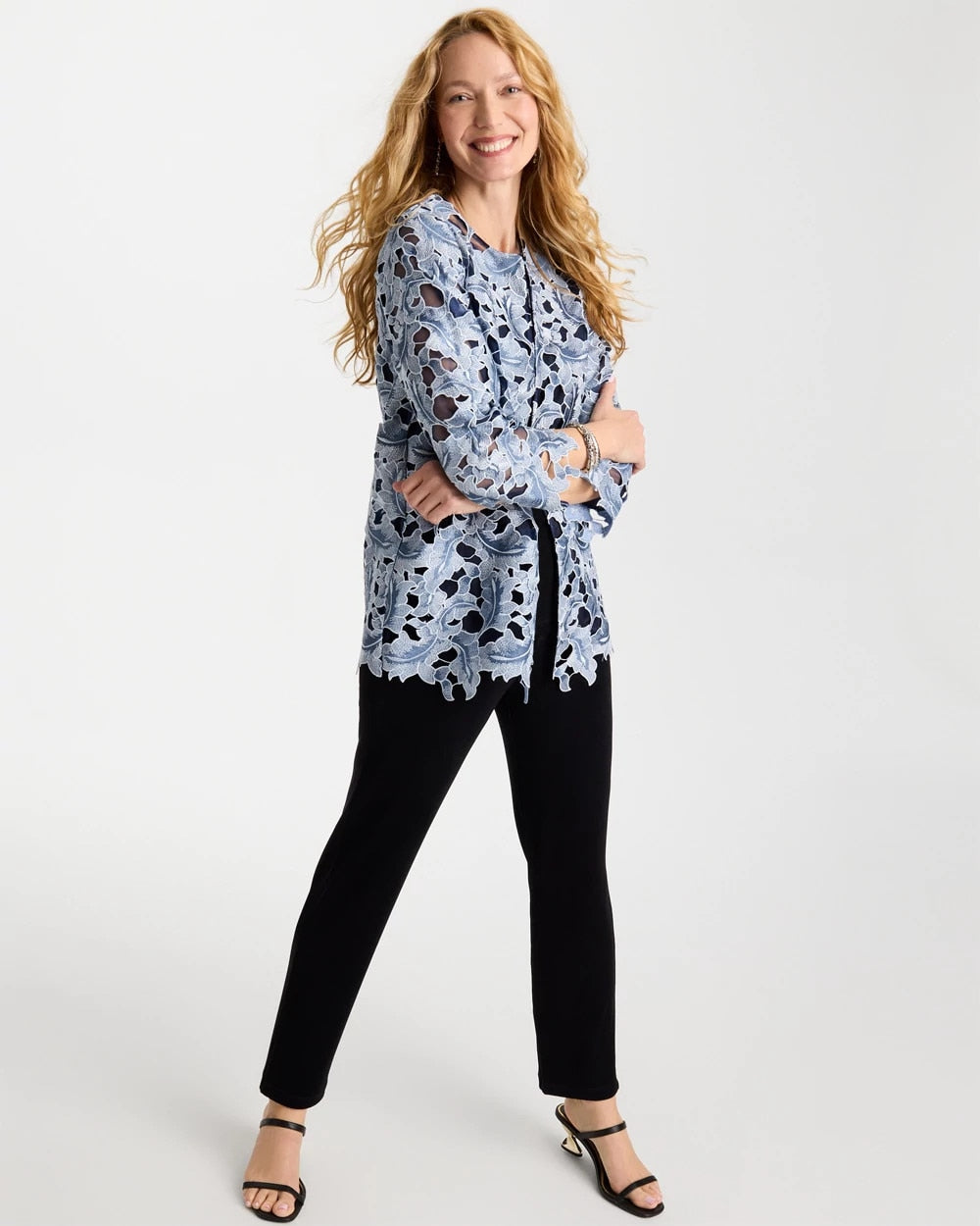Chico's | Travelers™ Collection Contrast Lined Lace Jacket/ Travelers India Ink