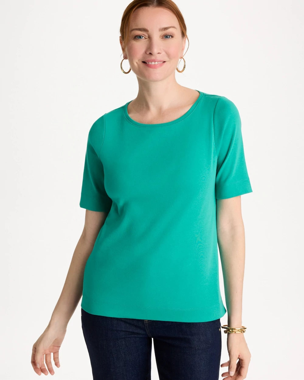Chico's | Pima Elbow Sleeve Tee/ Topanga Green
