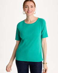 Chico's | Pima Elbow Sleeve Tee/ Topanga Green