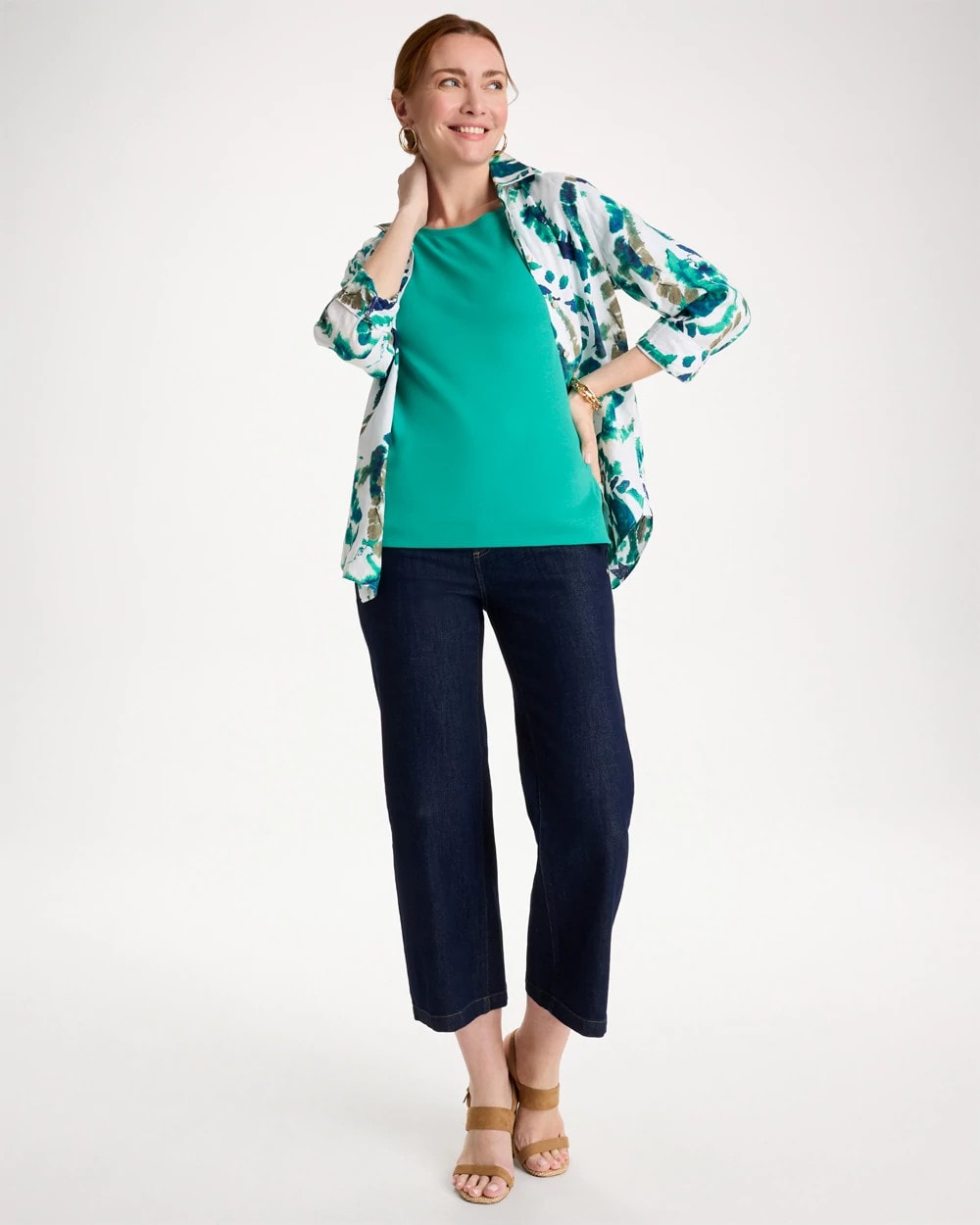Chico's | Pima Elbow Sleeve Tee/ Topanga Green