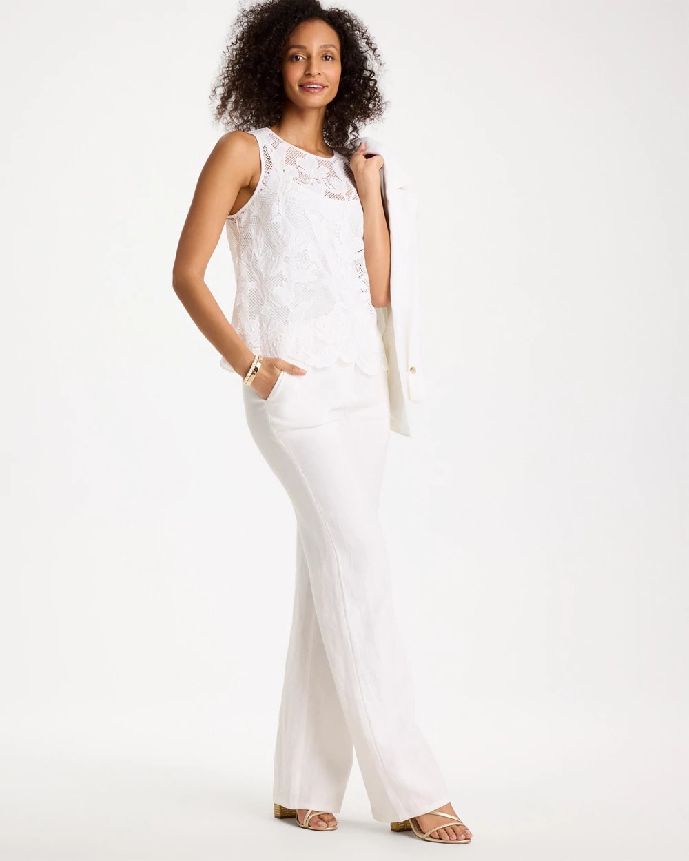 Chico's | Petal Lace Applique Tank/ Alabaster