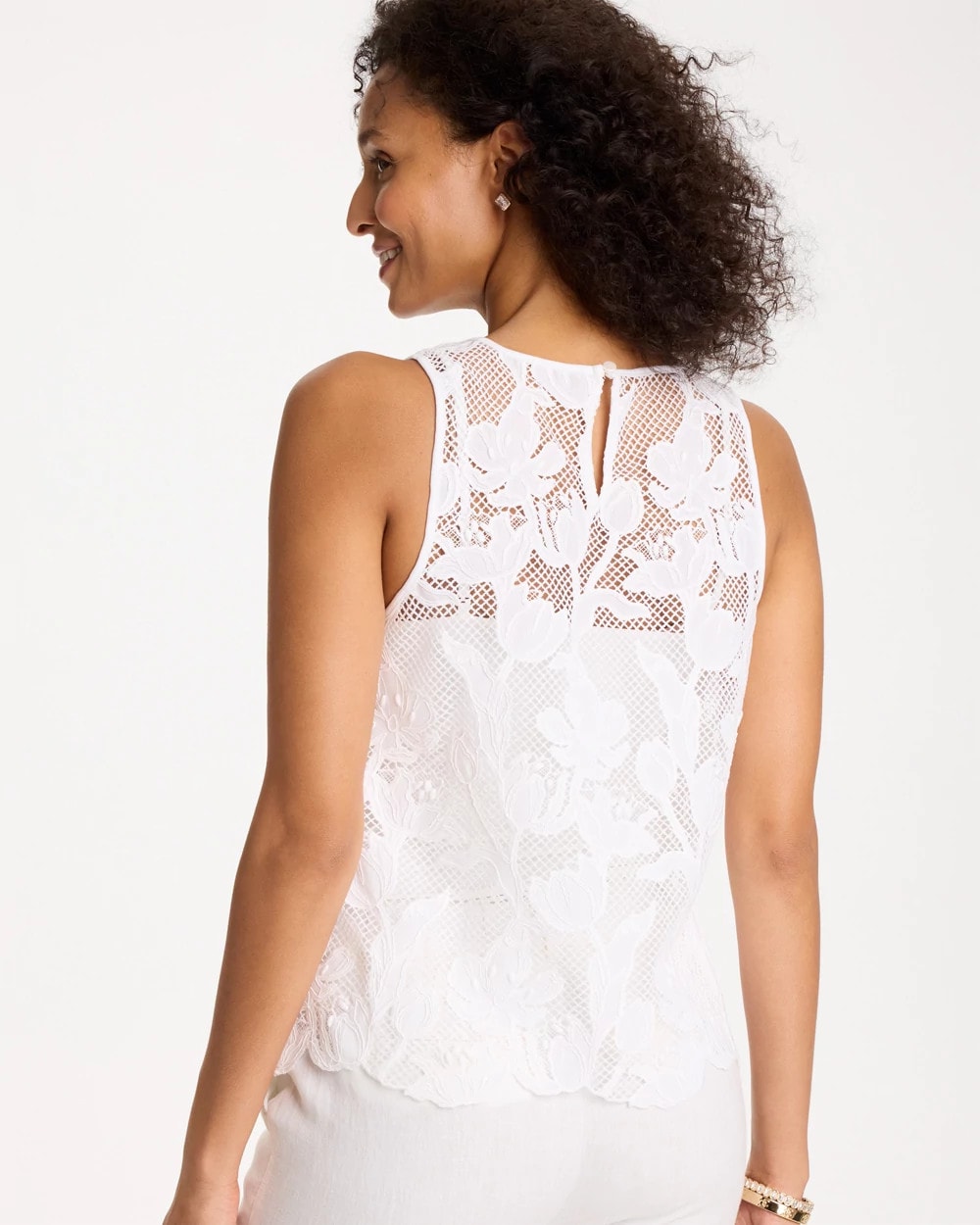 Chico's | Petal Lace Applique Tank/ Alabaster