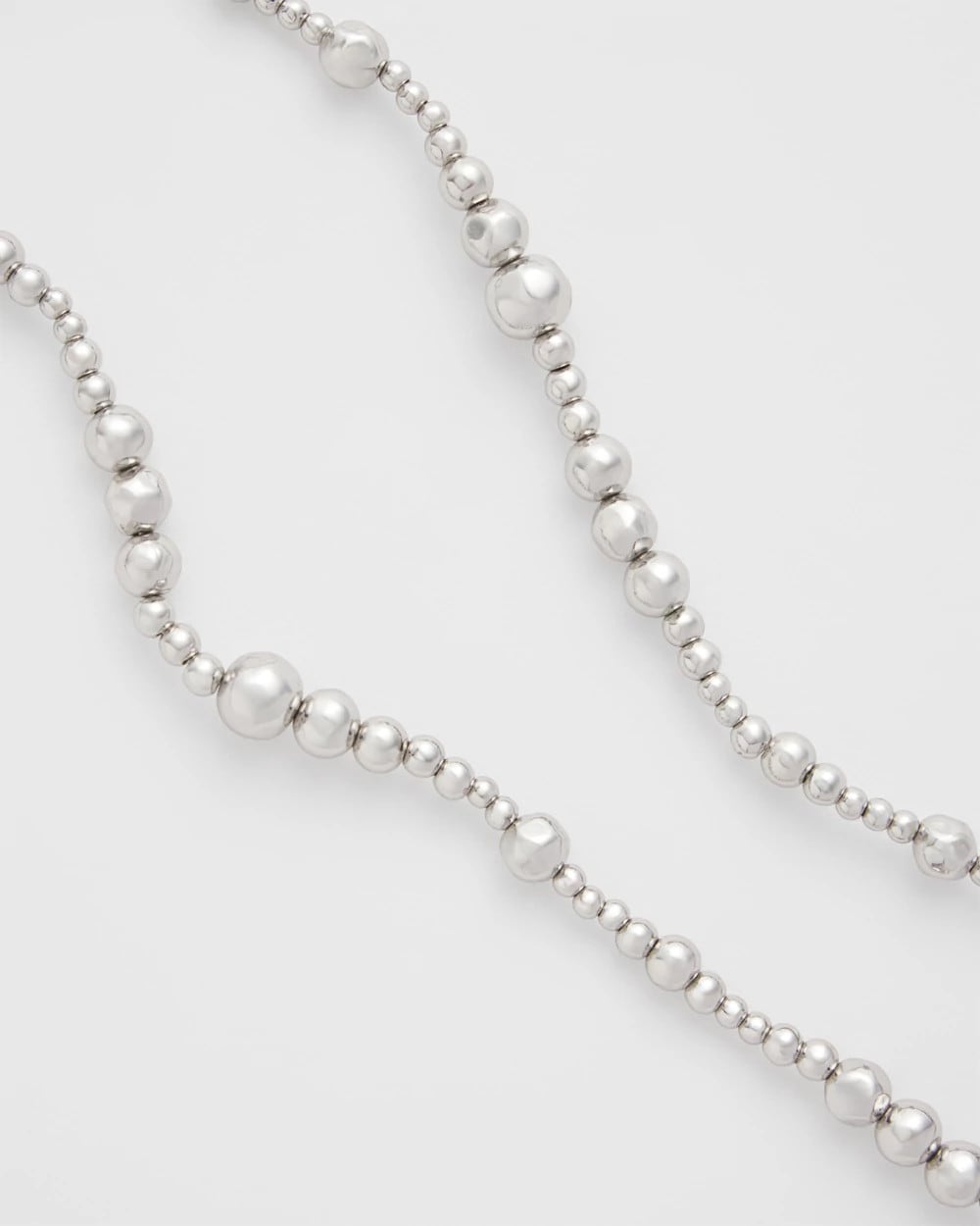 Chico's | Silvertone Long Beaded Necklace/ Silver