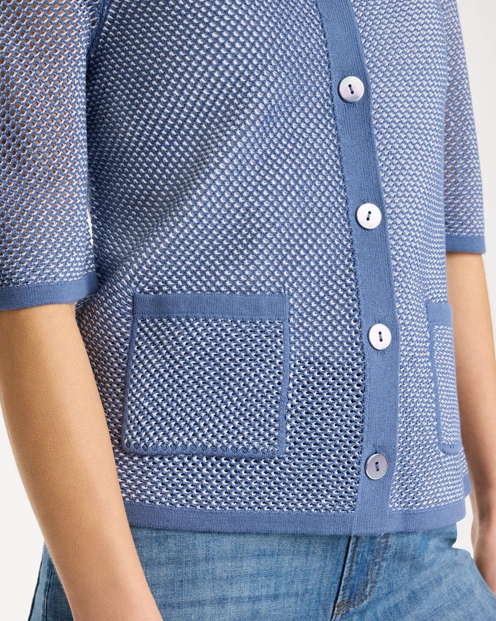Chico's | Mesh Lady Jacket Cardigan/ Blue Haven