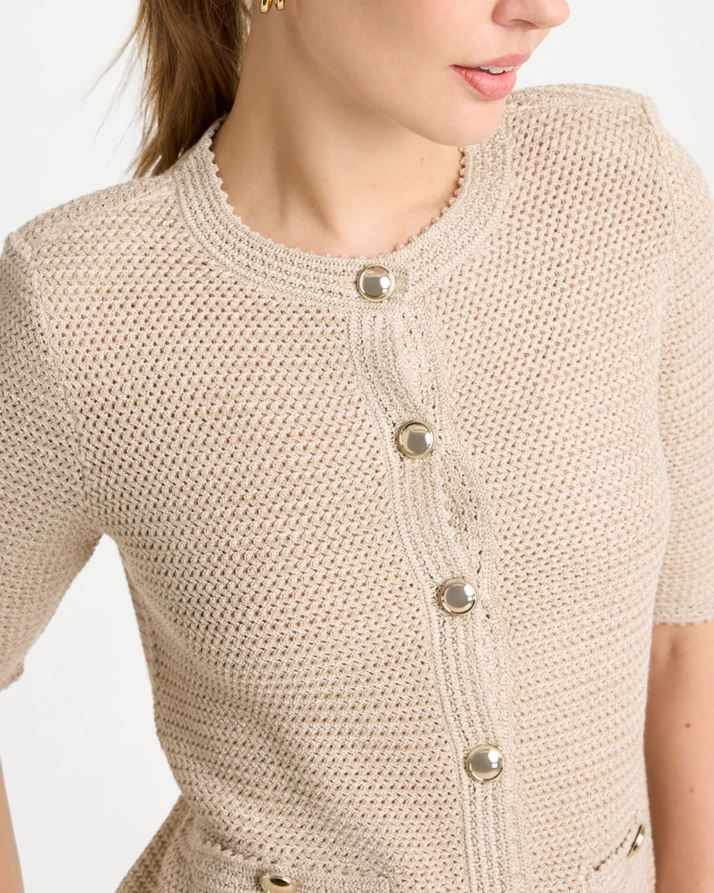 Chico's | Metallic Lady Jacket Cardigan/ Gold
