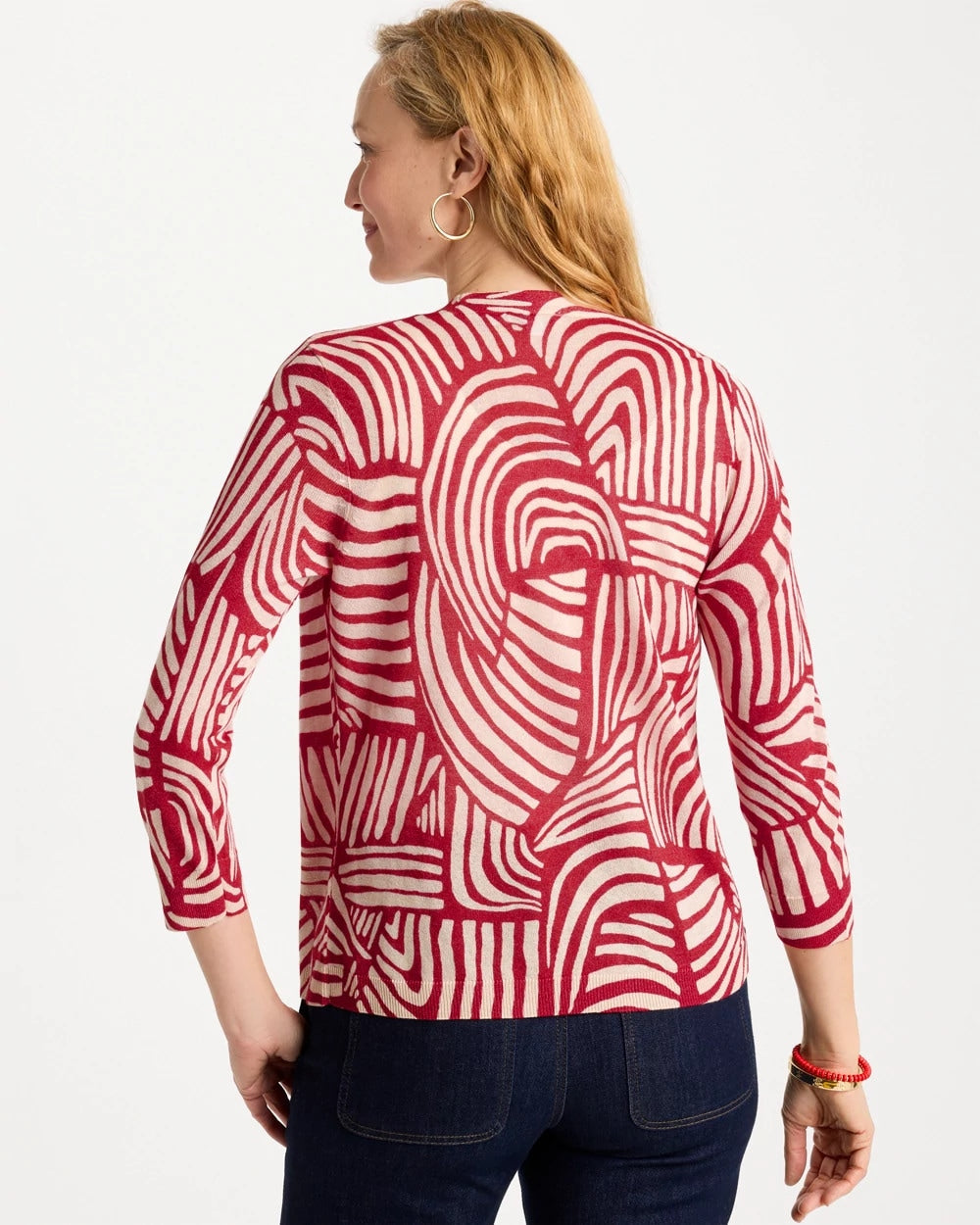 Chico's | Geo Summer Romance Cardigan/ Cherry Lush