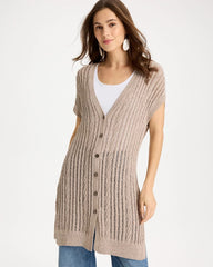 Chico's | Faucet V-Neck Long Cardigan Vest/ Smokey Taupe