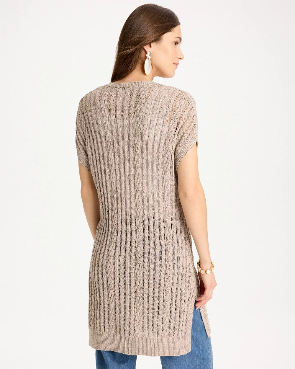 Chico's | Faucet V-Neck Long Cardigan Vest/ Smokey Taupe