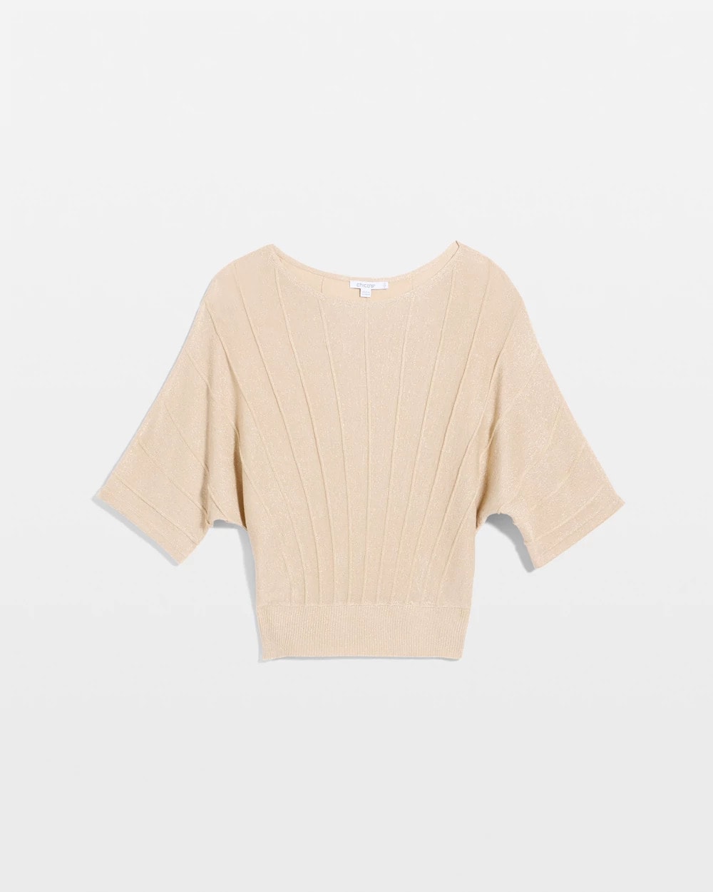 Chico's | Metallic Pleated Dolman Pullover Sweater/ Ecru