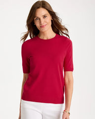 Chico's | Ella Short-Sleeve Sweater/ Cherry Lush