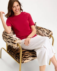 Chico's | Ella Short-Sleeve Sweater/ Cherry Lush