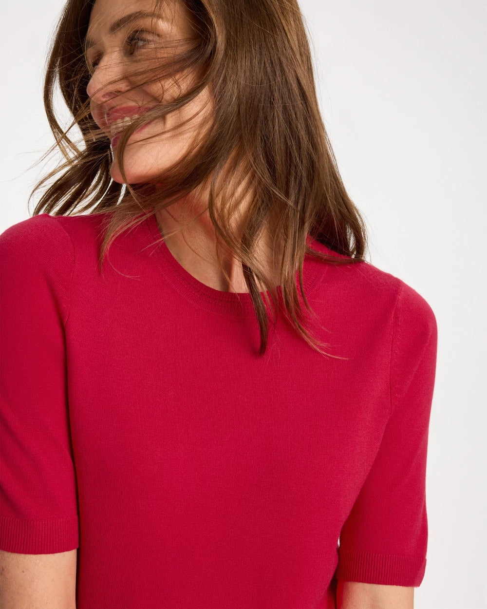 Chico's | Ella Short-Sleeve Sweater/ Cherry Lush