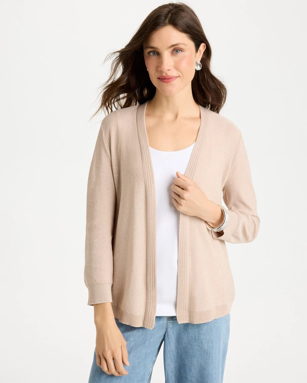 Chico's | Sequined Summer Romance Cardigan/ Smokey Taupe