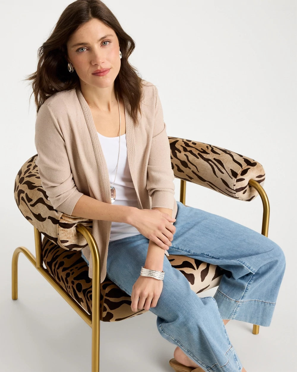 Chico's | Sequined Summer Romance Cardigan/ Smokey Taupe