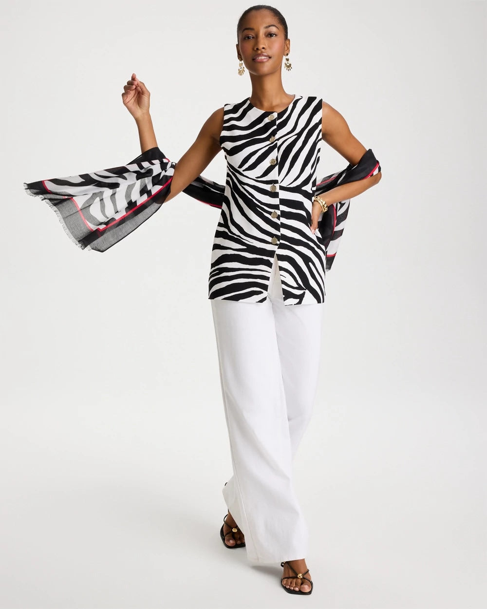 Chico's | Zebra Refined Crewneck Sweater Vest/ Black