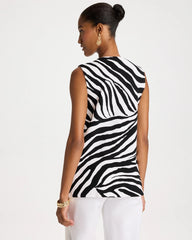 Chico's | Zebra Refined Crewneck Sweater Vest/ Black