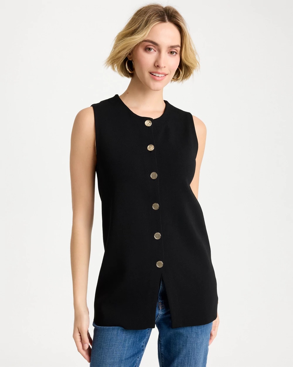 Chico's | Refined Crewneck Sweater Vest/ Black
