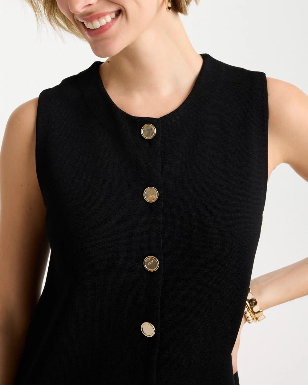 Chico's | Refined Crewneck Sweater Vest/ Black