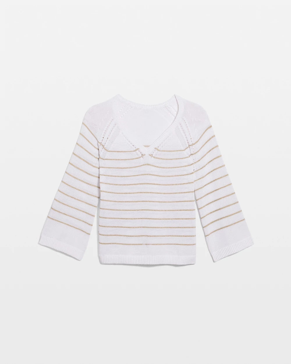 Chico's | Metallic Striped Pullover Sweater/ Alabaster