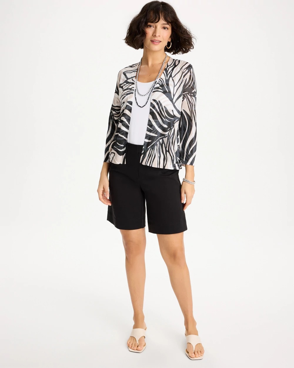 Chico's | Vacay Leaf Summer Romance Cardigan/ Black