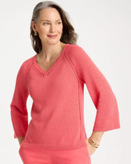 Chico's | Cotton-Blend Pullover Sweater/ Calypso Coral