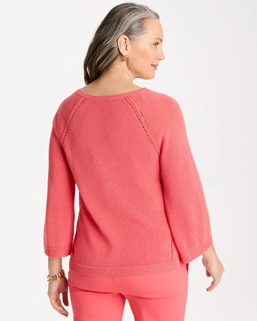 Chico's | Cotton-Blend Pullover Sweater/ Calypso Coral