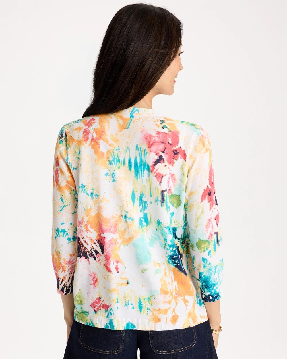 Chico's | Printed Summer Romance Cardigan/ Calypso Coral