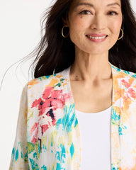 Chico's | Printed Summer Romance Cardigan/ Calypso Coral